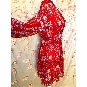 Red and blue flirty dress